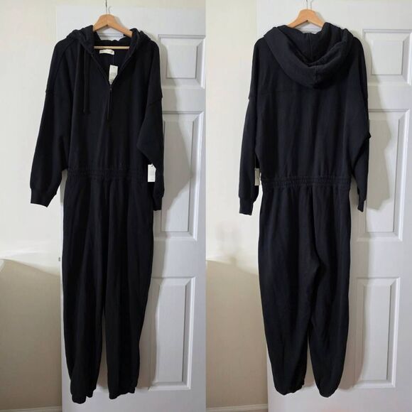 Abercrombie and fitch Lounge Collection Black Fleece Jumpsuit XL NWT - Picture 1 of 11